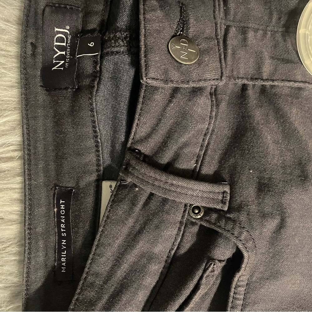 grey vintage nydj low rise marilyn straight jeans - Picture 3 of 8